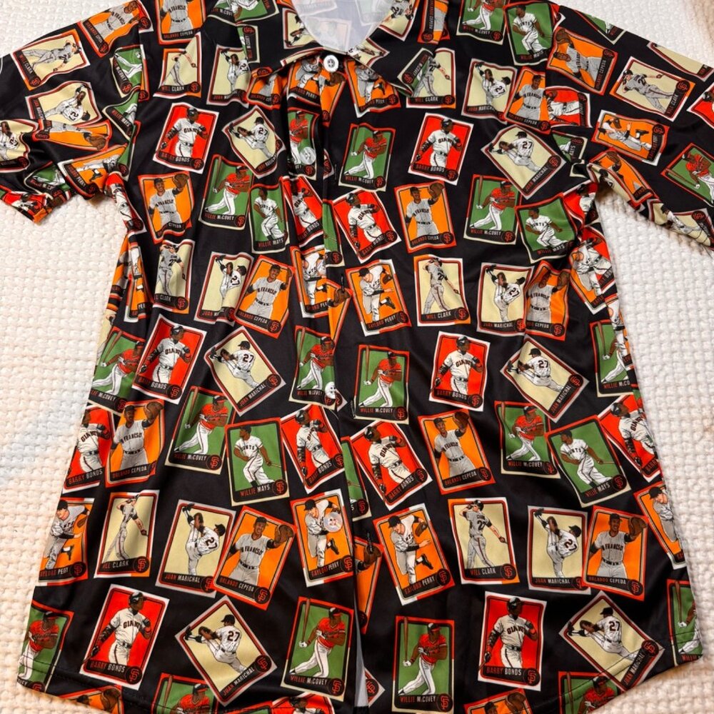 San Francisco Giants Legends Button-Up Shirt — Vintage Baseball Cards Print — Me